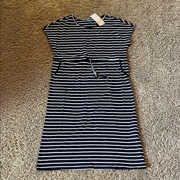 Emery Rose Dresses & Skirts - Navy Striped Midi Dress